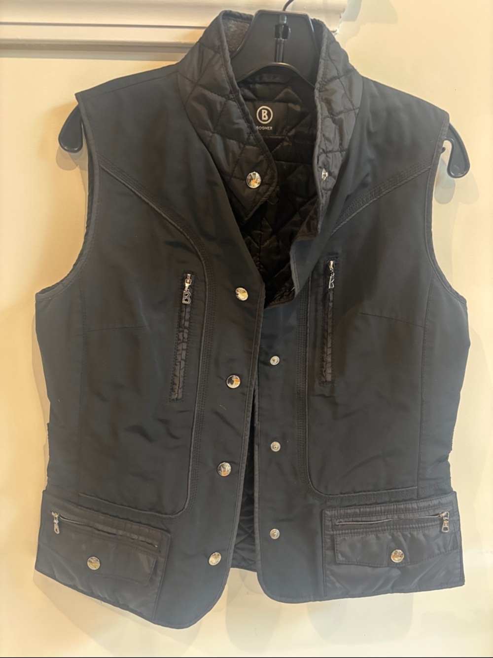 Bogner Black Quilted-Trim Sleeveless Vest